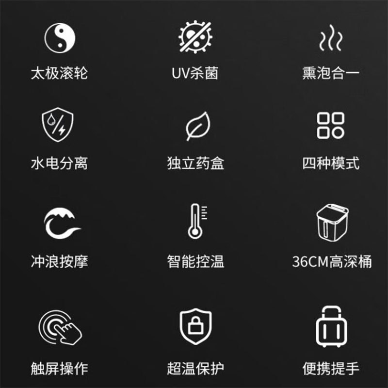 德国斐克诗（FLKS）泡脚桶足浴盆全自动按摩泡脚桶过小腿高深桶恒温加热家用电动洗脚盆漏电保护水电分离加热足浴盆高清大图