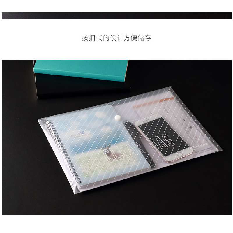 齐心 C318 巨划算经典条纹透明按扣袋 A4
