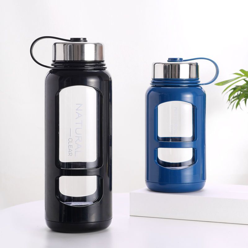 黑色700ML（送杯刷） 欧米刻玻璃杯超大容量双层户外水杯过滤泡茶杯男女便携耐热杯子