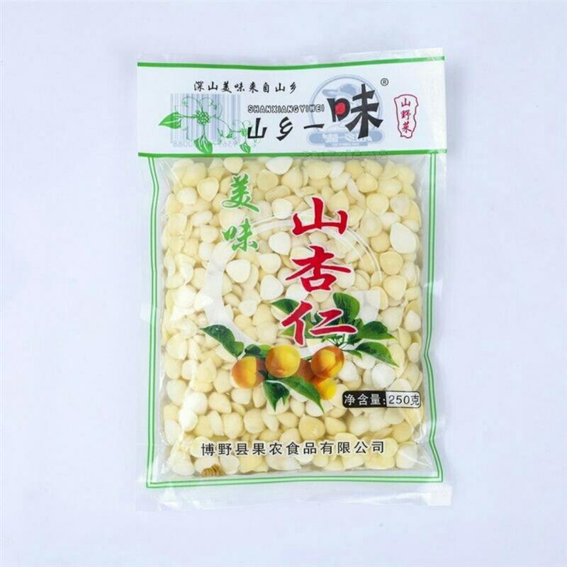 250克袋装野生山杏仁150克袋装脱苦免泡盐水凉拌菜带水鲜杏仁片