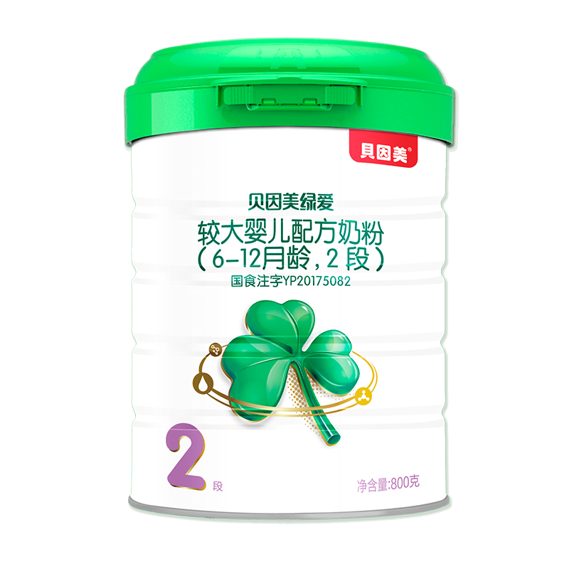 贝因美（Beingmate）绿爱较大婴儿配方奶粉二段6-12个月2段800克罐装/听装