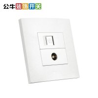 公牛(BULL)插座装饰开关 86型电视电话二位插座闭路电视插座面板G01纹理白 G01T213