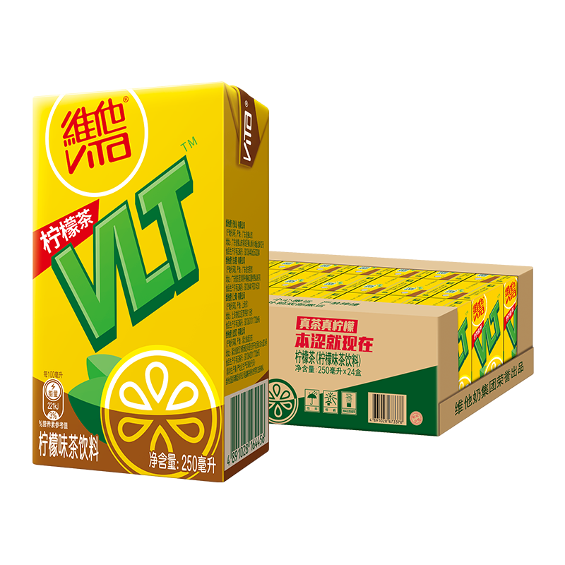 维他奶经典柠檬味茶饮料 250ml*24 盒 柠檬茶整箱装