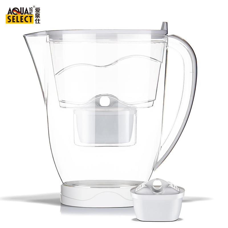 爱泉仕(AquaSelect)净水壶 炫彩白 便携式 净水器 滤水无碳粉 3-5人净水壶 3.5升 一壶一芯