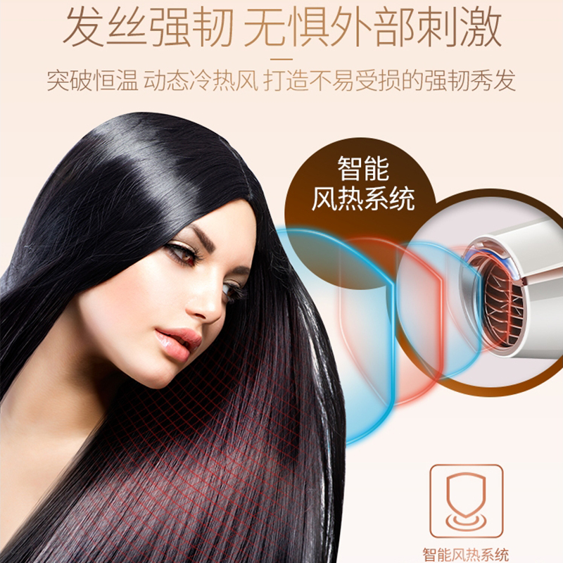 飞利浦电吹风机BHC208 家用智能 更多负离子可折叠大功率