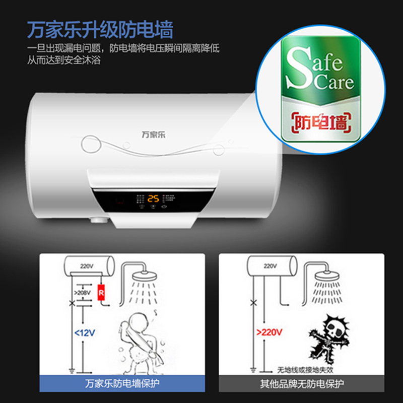 万家乐(Macro) 60升电热水器D60-H21A 双防漏电保护 无线遥控 ECO节能 2000W