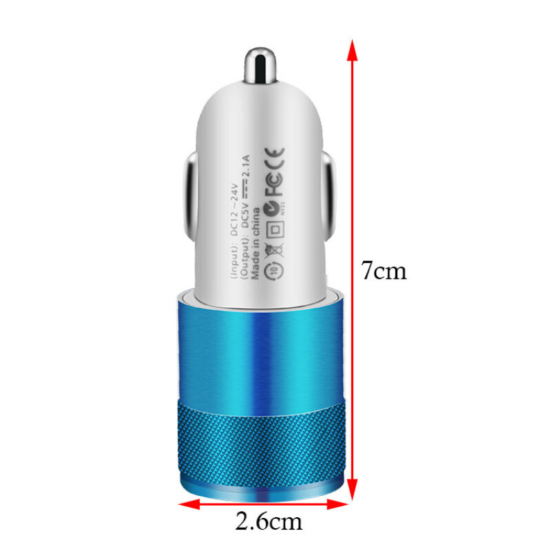 车载充电器点烟器双USB车充点烟器12/24V通用4色可选