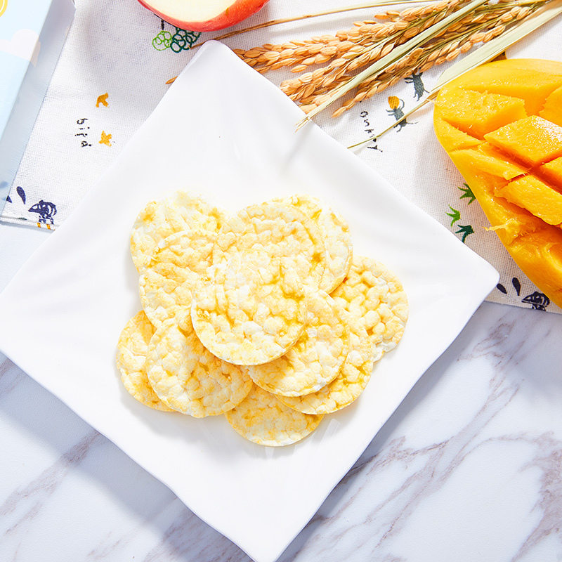爷爷的农场 欧洲进口宝宝水果磨牙饼干婴幼儿零食小吃磨牙棒 苹果芒果味味米饼 40g/盒
