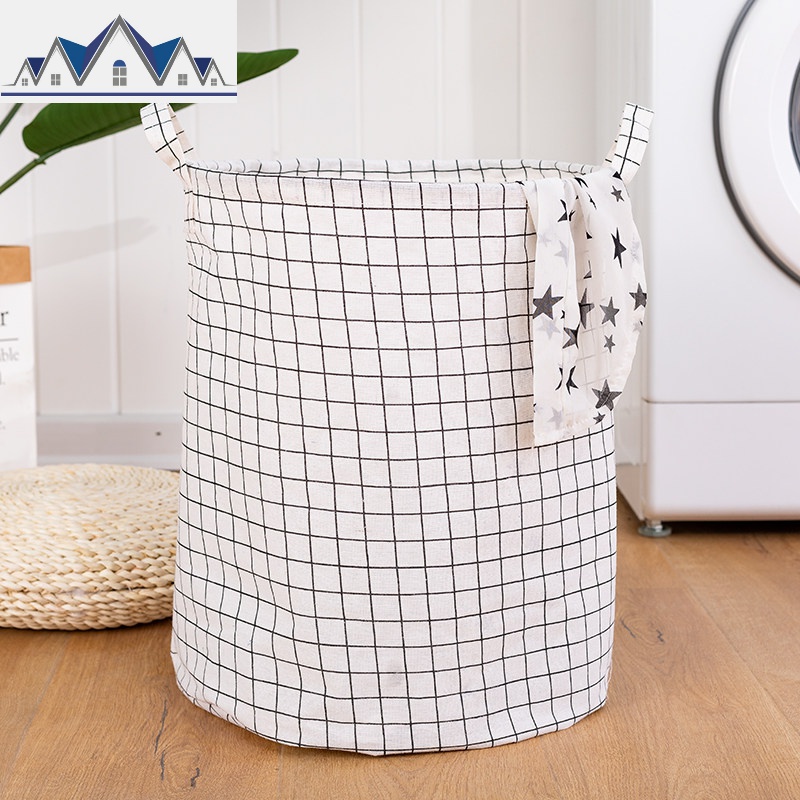 布艺脏衣篮脏衣服收纳筐放衣物娄篮子玩具折叠框家用北欧洗衣篓桶 三维工匠 白格子大号40*50