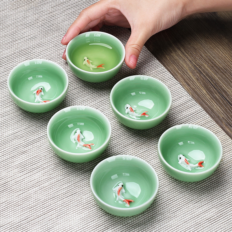 玻璃透明-小茶杯(6个装) 功夫小茶杯6只装紫砂陶瓷单个主人杯玻璃品茗杯茶具茶盏茶碗白瓷