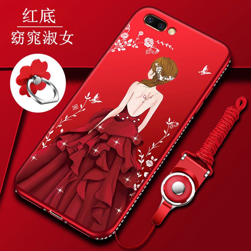 OPPOr11s手机壳R11保护硅胶套OPPOr11t防摔R11plus磨砂全包边软壳 红底 窈窕淑女 送支架+挂绳