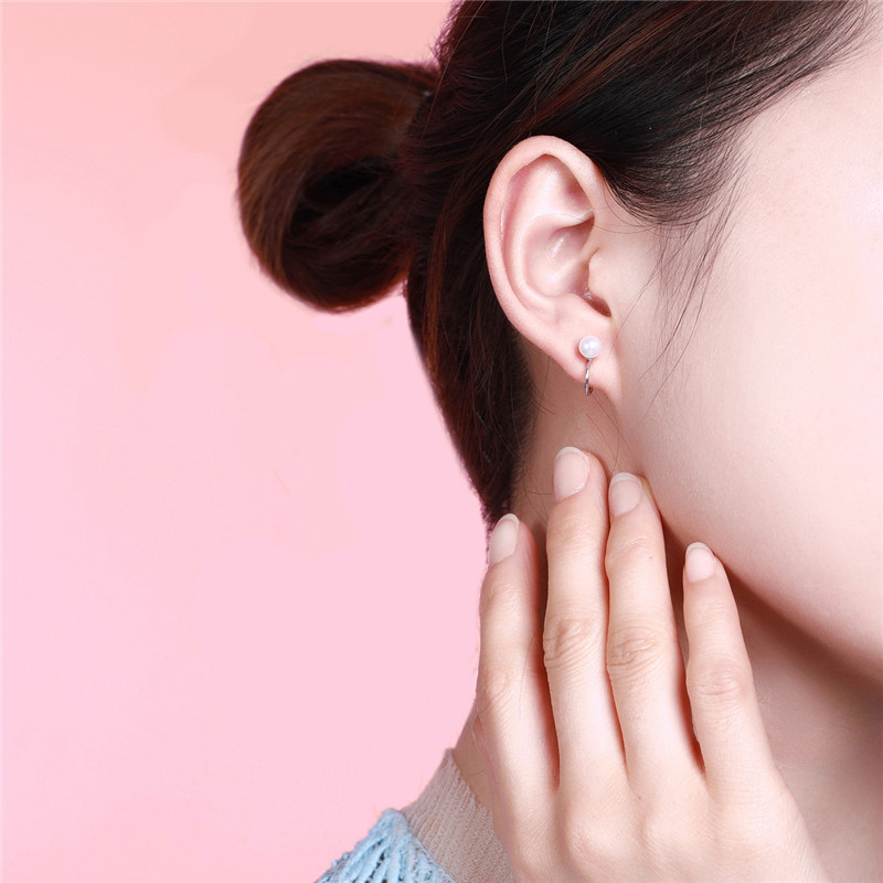 DTOTO 日韩简约工艺珍珠耳环大方气质纯银耳钉耳夹女
