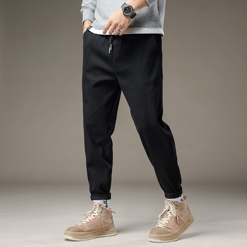 金盾(KIN DON)裤子男韩版潮流黑色男士休闲裤男裤秋冬季款长裤哈伦裤男潮流百搭迷彩裤 金盾6619黑色 XL