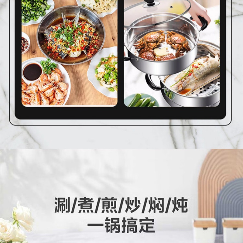 扬子 多功能家用304不锈钢电蒸锅 [定时款] 34CM双笼[加厚304不锈钢]高清大图