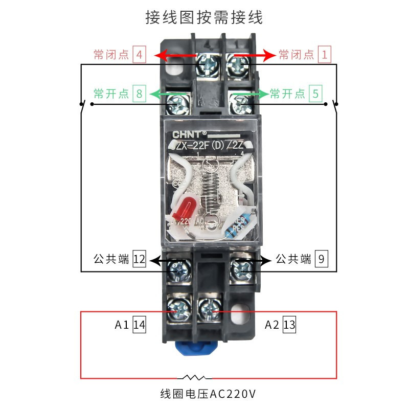 正泰中间继电器小型电磁继电器2Z3Z4Z交流AC220V直流DC24V