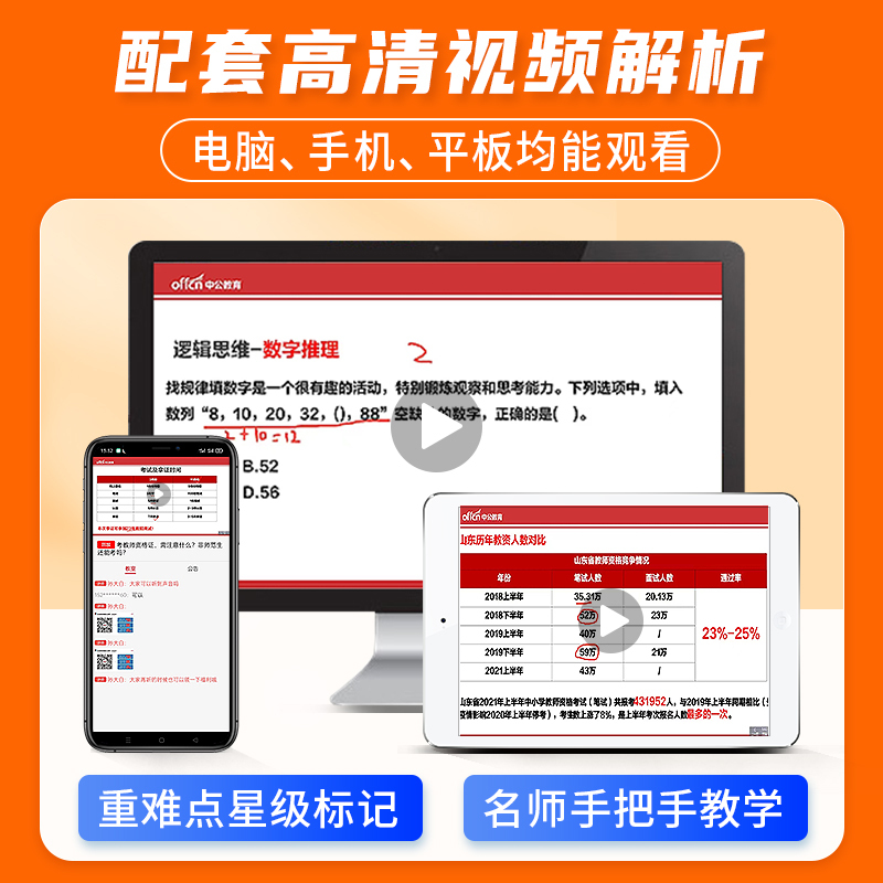 中学[综合素质+教育知识]2本试卷 中学 [友一个正版]中公2022年教师证资格用书中学教资教师资格历年真题试卷初高中数