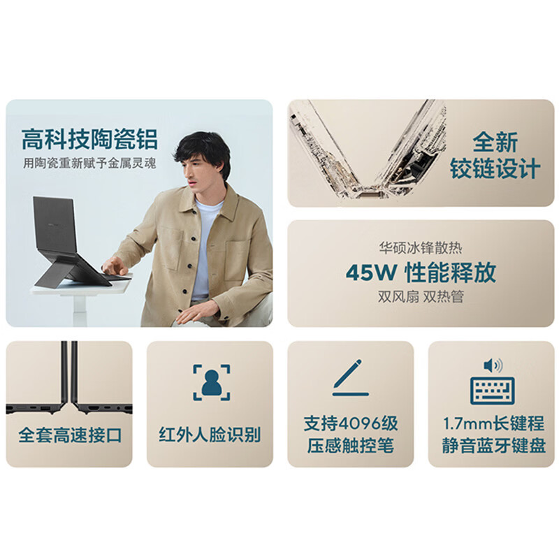 华硕灵耀14 双屏 2026 全新酷睿双触控屏超轻薄AI笔记本电脑,第3代Ultra X7 32G 1TB UMA高清大图