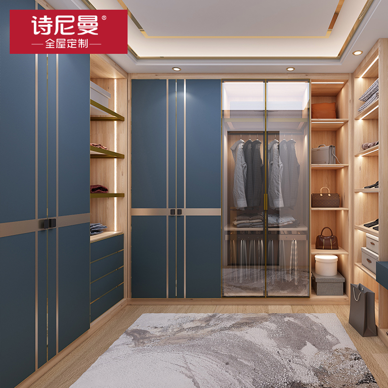 诗尼曼全屋定制家具整体定做迷你轻奢风衣帽间卧室走入式衣柜定制视频