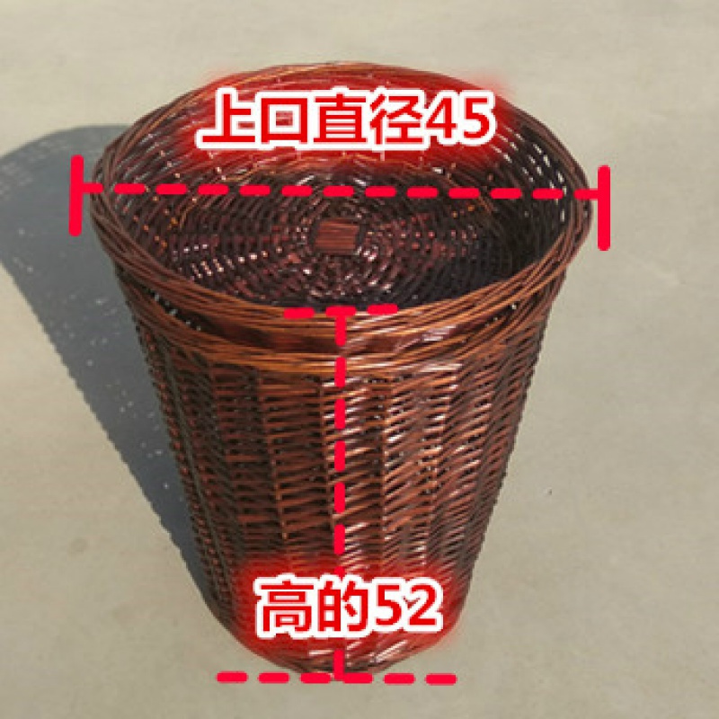 柳编水果堆头篮藤编堆头筐做水果盘水果篓编织筐水果筐水果篮藤编 平口中号直径45高52 红棕色