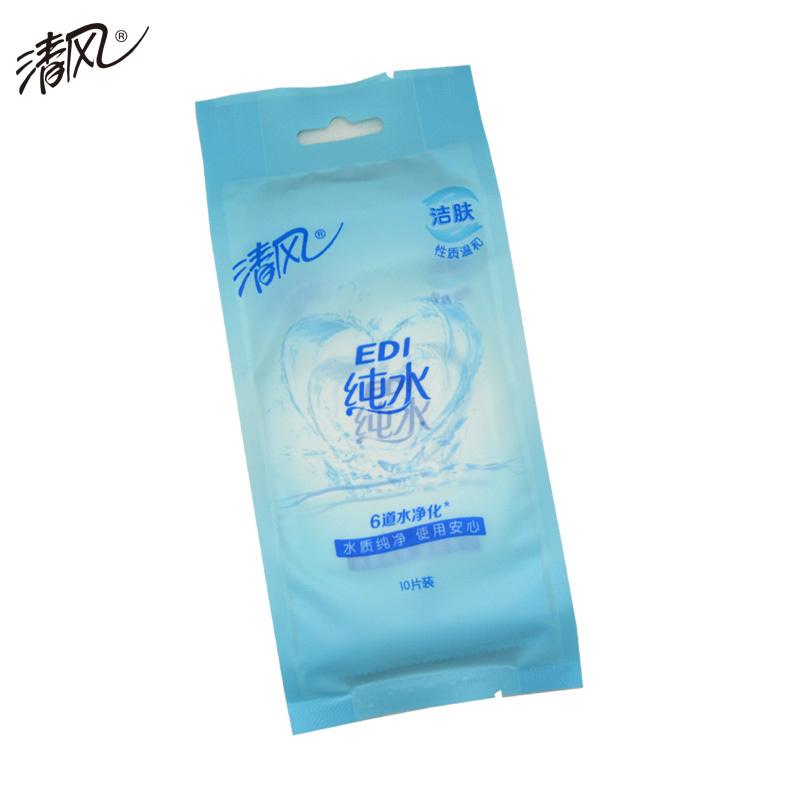 清风EDI纯水湿巾10片/包30包300片卫生湿纸巾成人小包便携装清洁润肤不含酒精