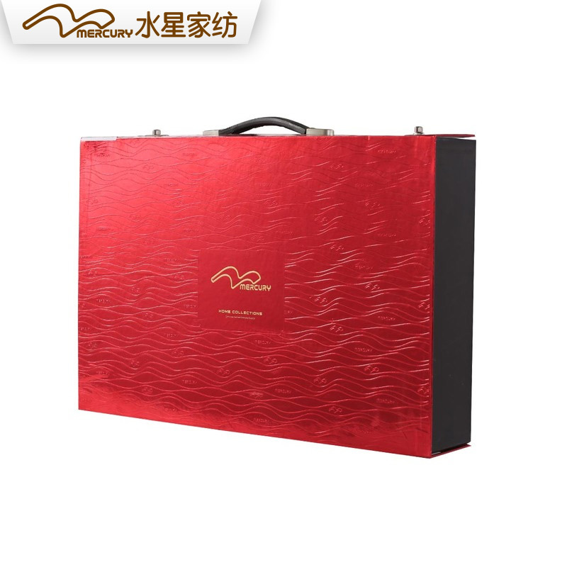 水星(MERCURY) 家纺 克拉之恋全棉绣花婚庆四件套 床品套件床上用品床单被套 红色 1.5m床