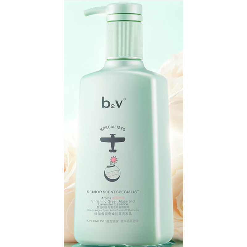 b2v绿藻奇焕袪屑舒爽洗发水500ml 去屑控油蓬松香氛氨基酸洗发露