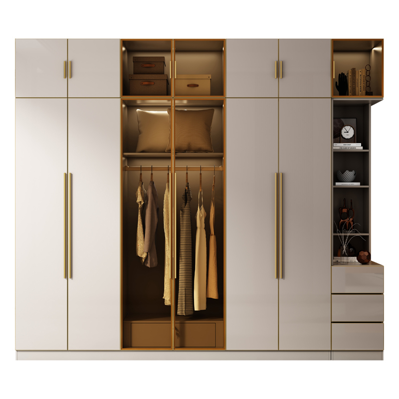 柜子衣柜家用卧室现代简约轻奢衣帽间定制玻璃组合转角衣橱小户型