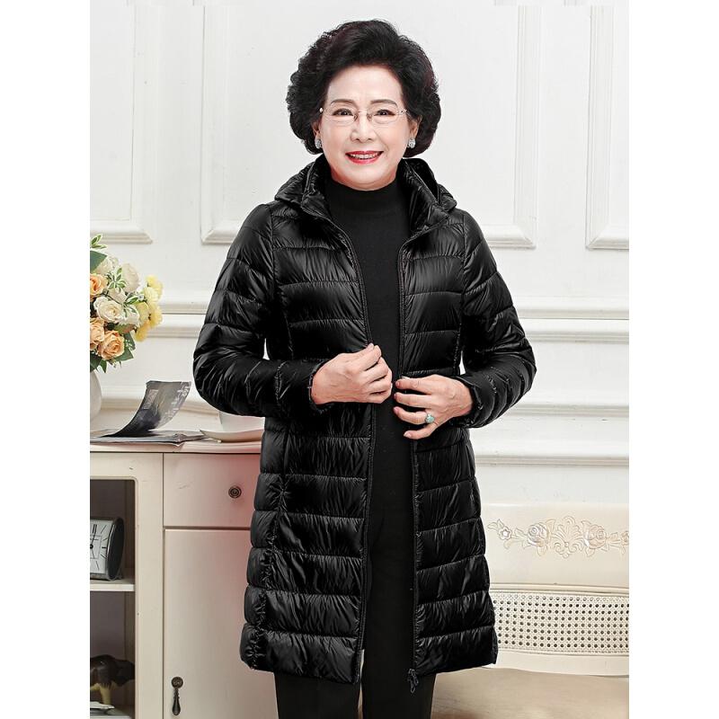 迪鲁奥(DILUAO)40岁50岁妈妈穿的羽绒服2021新款冬季女士服中老年妈妈装中长款轻薄大码可拆卸帽外套高清大图