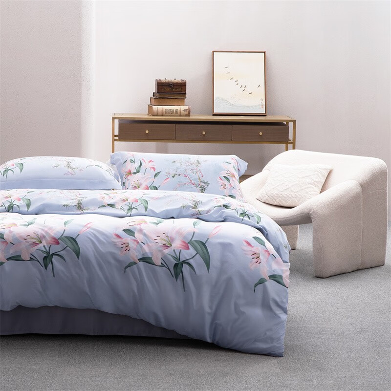 水星家纺全棉四件套DH春日百合-S04(抗菌)150cm×200cm