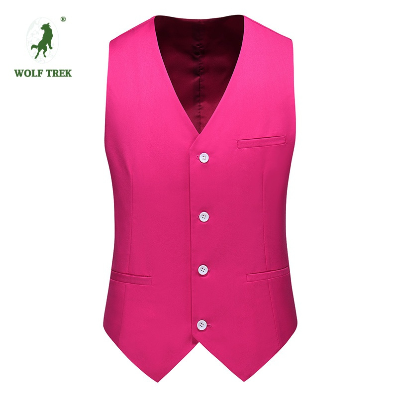 [七匹狼国际公司授权WOLF TREK ]镂空礼服酒店大码西服马甲15个纯色男士修身时尚彩色本命年西装夹