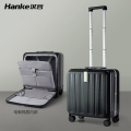 汉客18寸铝框侧开登机行李箱女24小型拉杆箱男轻便旅行密码箱子20 18寸 墨玉黑