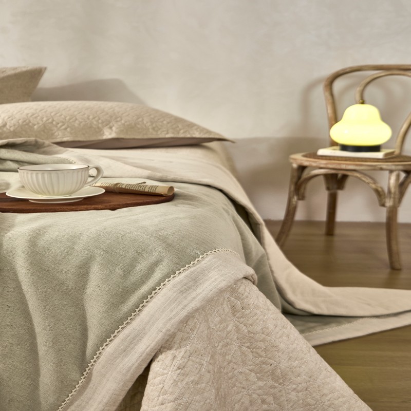 汉司家纺 HANSI-78 棉麻撞色款夏被 150*200cm (计价单位:条)绿色+本色高清大图