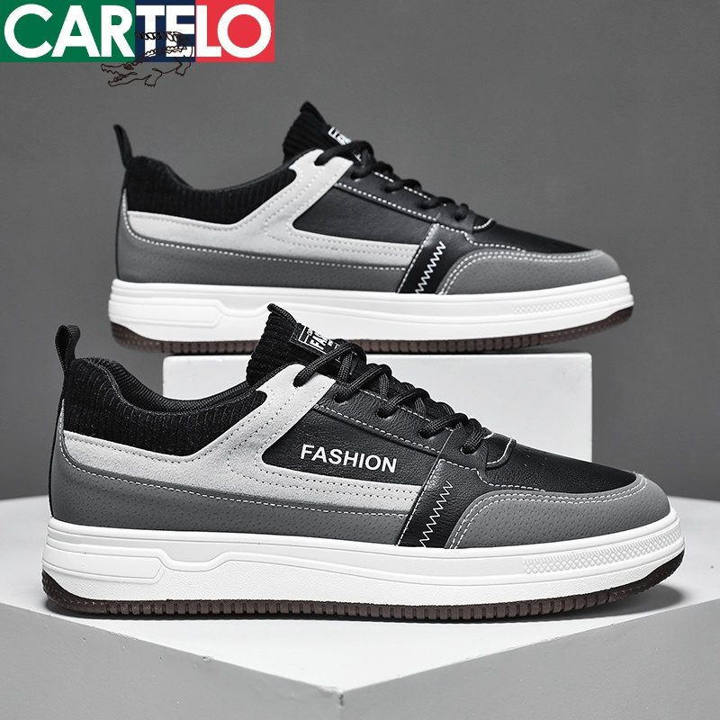 卡帝乐鳄鱼(cartelo)新款厚底透气男士时尚板鞋休闲鞋男鞋小白鞋潮 