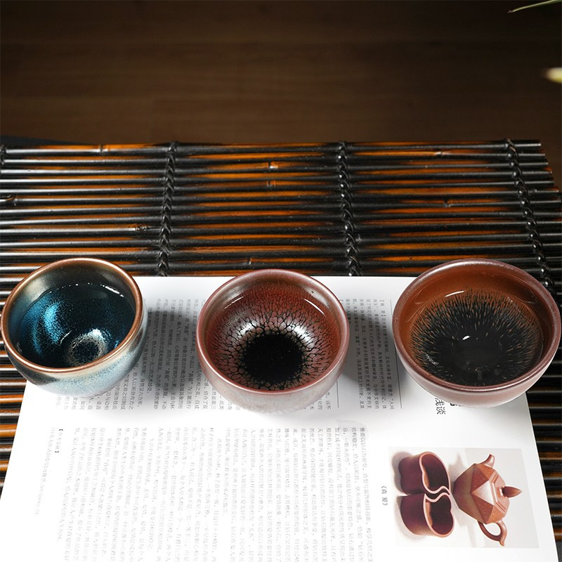 个杯堂 建盏 · 吉祥三宝 茶具套装吉祥三宝茶杯原矿铁胎陶瓷功夫茶杯