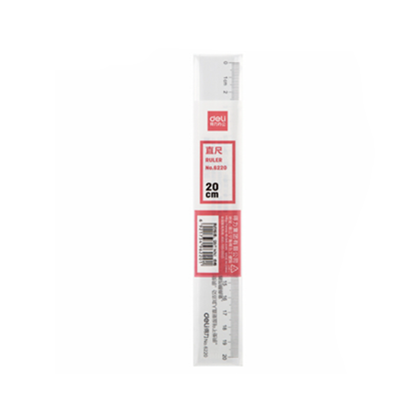 得力(deli)20cm直尺测量绘图尺子办公用品6220