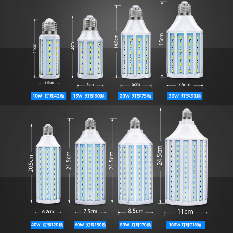 祎琳led灯泡家用节能灯e27e40螺口玉米灯超亮室内工厂照明光源