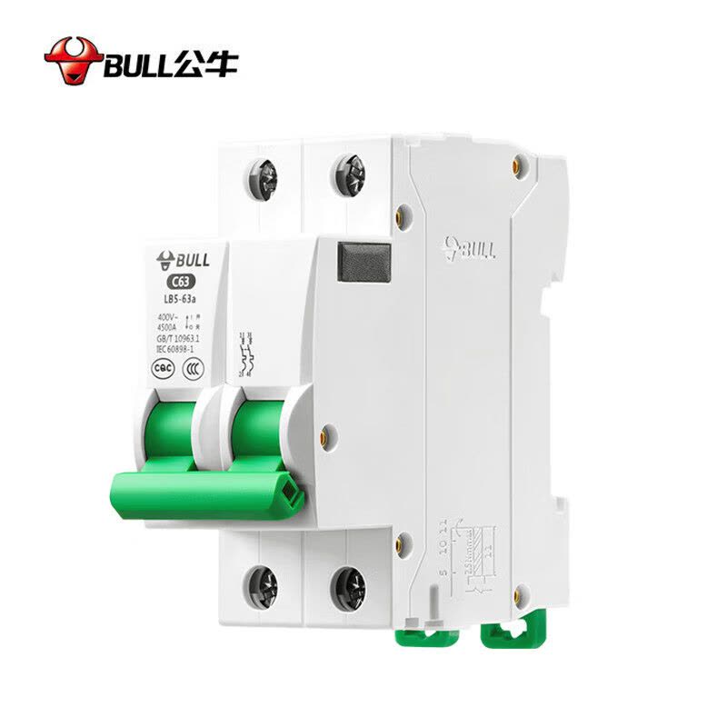 公牛(bull)空气开关LB5-63a/32A-2P/C型断路器400V 2P空开32A 5个起订图片