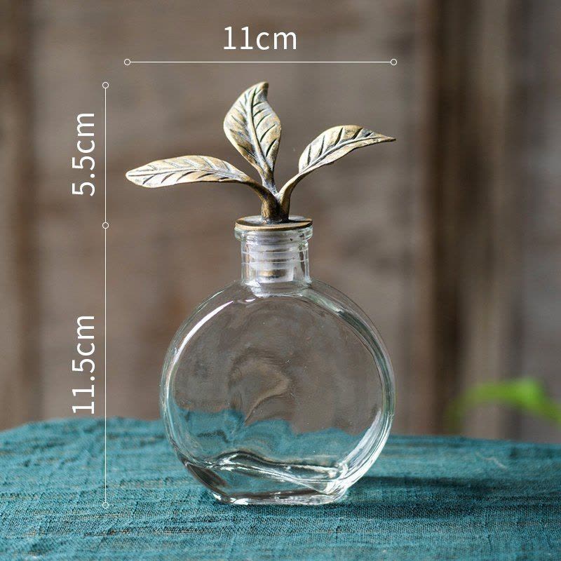 美帮汇复古怀旧铁艺玻璃装饰器皿收纳瓶花瓶瓶杂货花园摆件 叶芽瓶图片