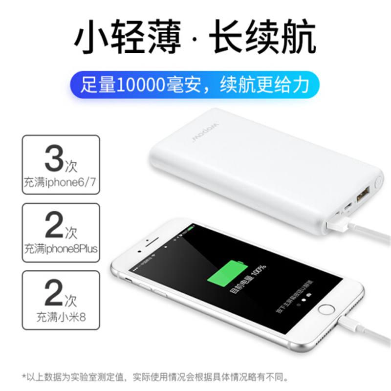 沃品(wopow)P100plus-10000mAh移动电源/苹果白