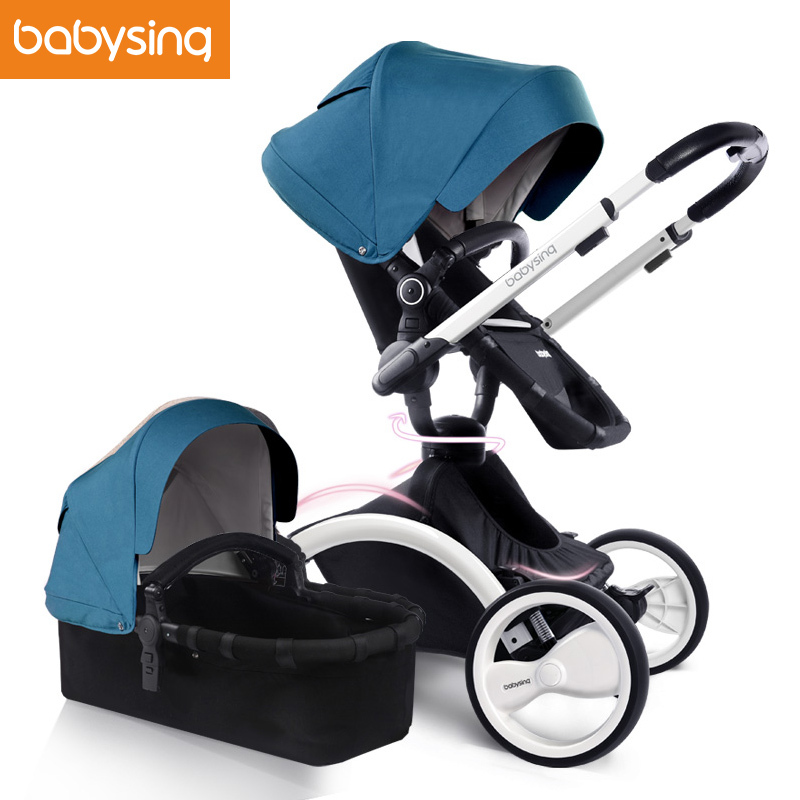 [苏宁自营]babysing360°系列旋转推车欧洲高景观双向避震可坐可躺手推车多功能四轮婴儿推车[白车架版]