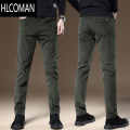 HLCOMAN灯芯绒裤子男款条绒休闲裤男士直筒宽松加厚男裤冬季加绒A款 32腰围2尺5 621军绿色1条装