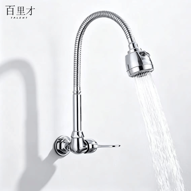 百里才 大弯万向喷头单水龙头冷水嘴 4分DN15 个图片