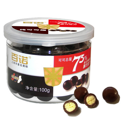 百诺 巧克力麦丽素纯可可脂(75%黑巧克力) 不含反式脂肪酸 100g/罐