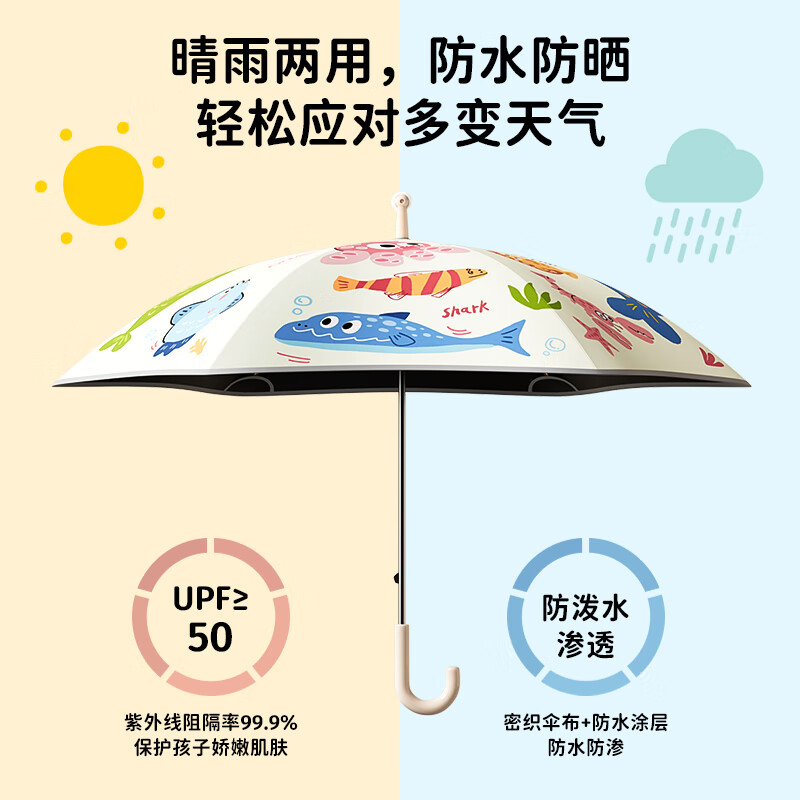 美度(MAYDU)儿童雨伞小学生专用雨伞女孩男孩可爱卡通太阳伞防晒伞滑轮伞 单色滑轮-爱丽丝高清大图