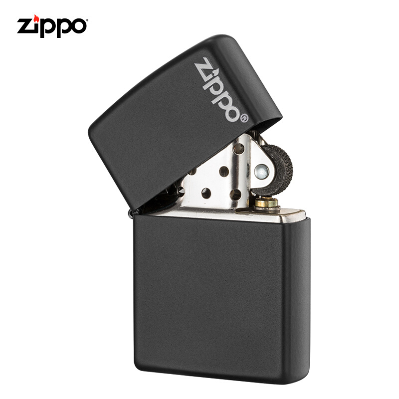 美国ZIPPO打火机 芝宝 防风打火机 218ZL 黑哑漆商标-哑漆 彩印