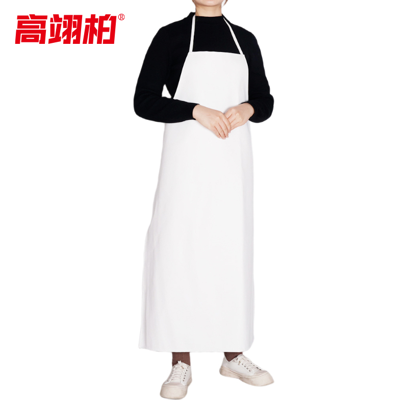 高翊柏 17030514 pu皮革围裙 白色大号 耐酸碱无袖工作服 防水防油皮革围裙