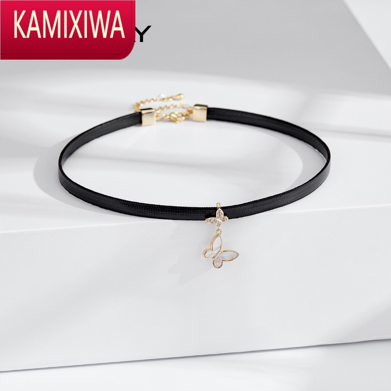 kamixiwa蝴蝶纷飞颈链项圈女短款简约气质网红choker脖子饰品颈带项链