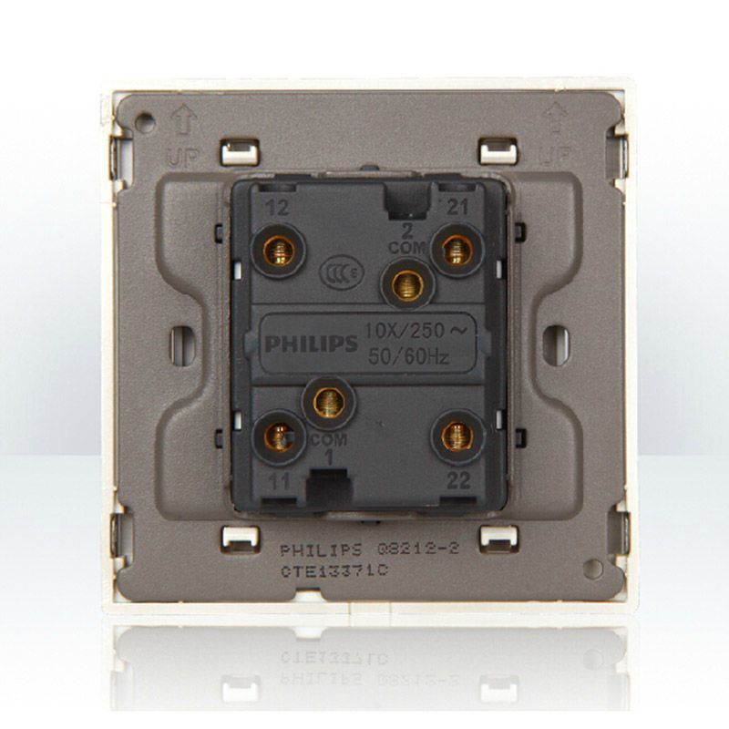 面板q8系列香槟金二位双开双控开关86型双联双控飞利浦开关插座面板q8