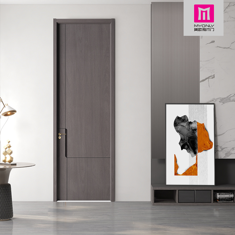 美欧利mol6005灰胡桃简约实木复合环保室内门卧室客厅书房家用门木门