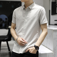 孟康(MENGKANG)夏季男士短袖衬衣青年韩版修身潮流短袖衬衫男时尚休闲男装